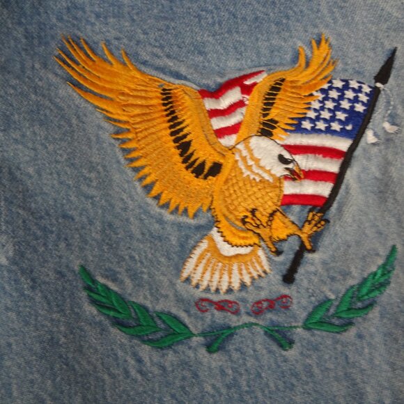 VINTAGE GINO RICCI EMBROIDERED EAGLE AMERICAN FLAG WOMENS JEANS 7/8 (24/30) K890 - Picture 4 of 11